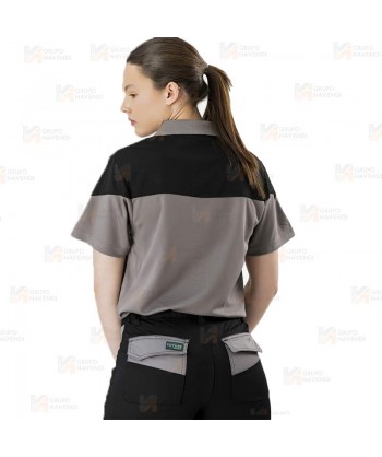 Polo bicolor en tejido transpirable color gris/negro