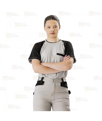 Camiseta técnica bicolor de manga corta con bolsillo