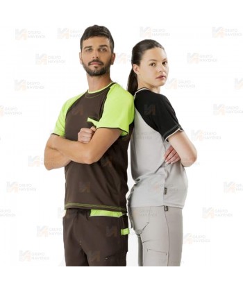 Camiseta técnica bicolor de manga corta con bolsillo
