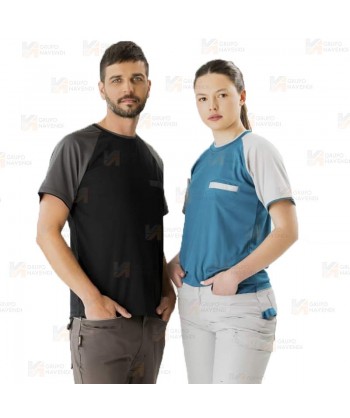 Camiseta técnica bicolor de manga corta con bolsillo