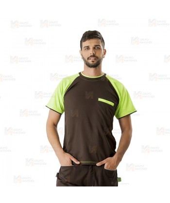 Camiseta técnica bicolor de manga corta con bolsillo