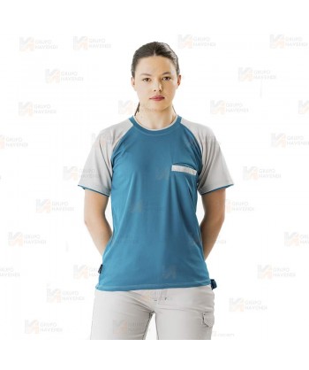 Camiseta técnica bicolor de manga corta con bolsillo