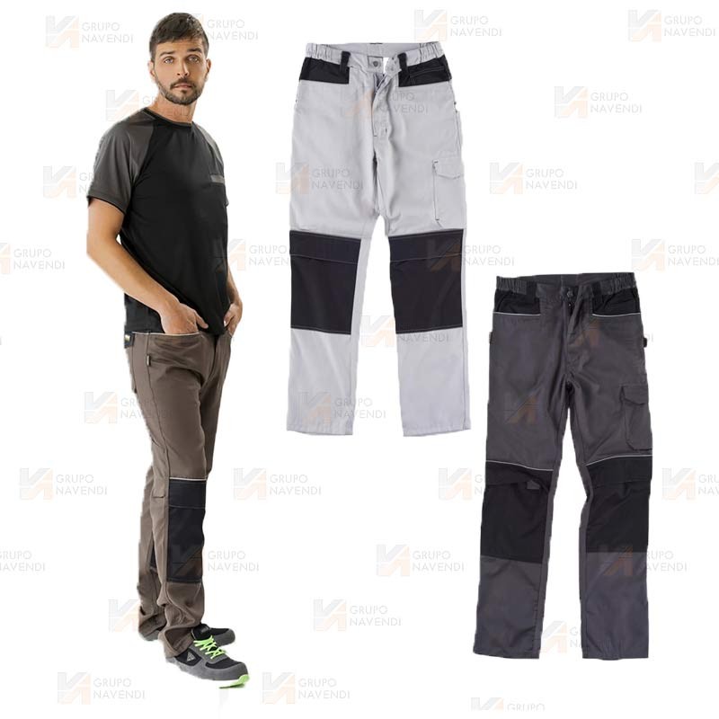 Pantalón multibolsillos con refuerzos en culera y rodillas muy fuerte gris oscuro/negro