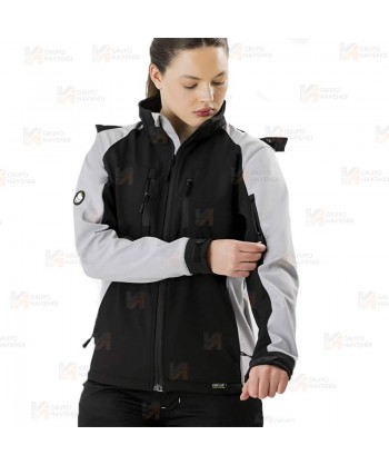 Chaqueta con tejido Softshell con capucha negra/gris