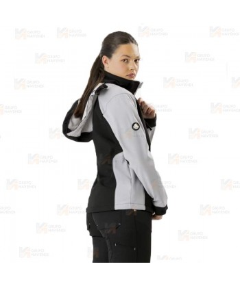 Chaqueta con tejido Softshell con capucha negra/gris