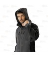 Chaqueta con tejido Softshell con capucha gris oscuro/negro