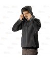 Chaqueta con tejido Softshell con capucha gris oscuro/negro