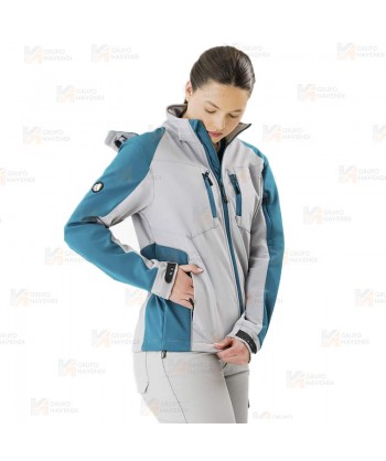 Chaqueta con tejido Softshell con capucha gris claro/azafata
