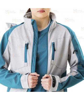Chaqueta con tejido Softshell con capucha gris claro/azafata