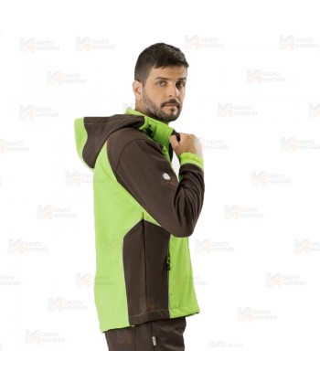 Chaqueta con tejido Softshell con capucha  verde lima/marrón
