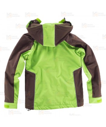 Chaqueta con tejido Softshell con capucha  verde lima/marrón