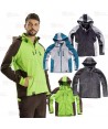 Chaqueta con tejido Softshell con capucha negra/gris