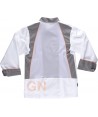 Chaqueta combinada de cocina unisex de manga larga y puños franceses