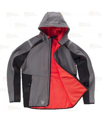 Cazadora softshell anti desgarro y capucha para actividades outdoor