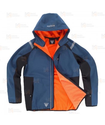 Cazadora softshell anti desgarro y capucha para actividades outdoor