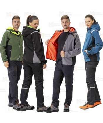 Cazadora softshell anti desgarro y capucha para actividades outdoor