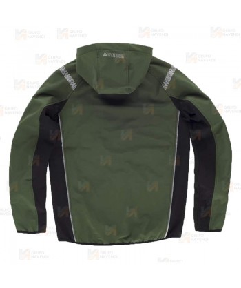 Cazadora softshell anti desgarro y capucha para actividades outdoor