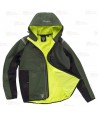 Cazadora softshell anti desgarro y capucha para actividades outdoor