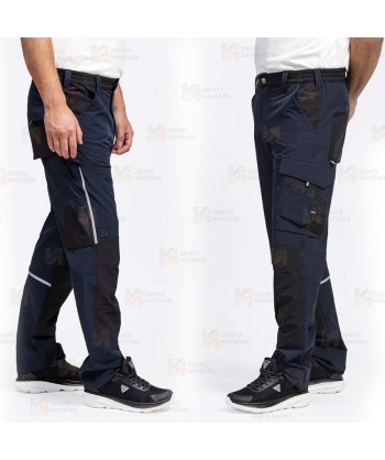 Pantalón laboral multibolsillos con tejido elástico ligero