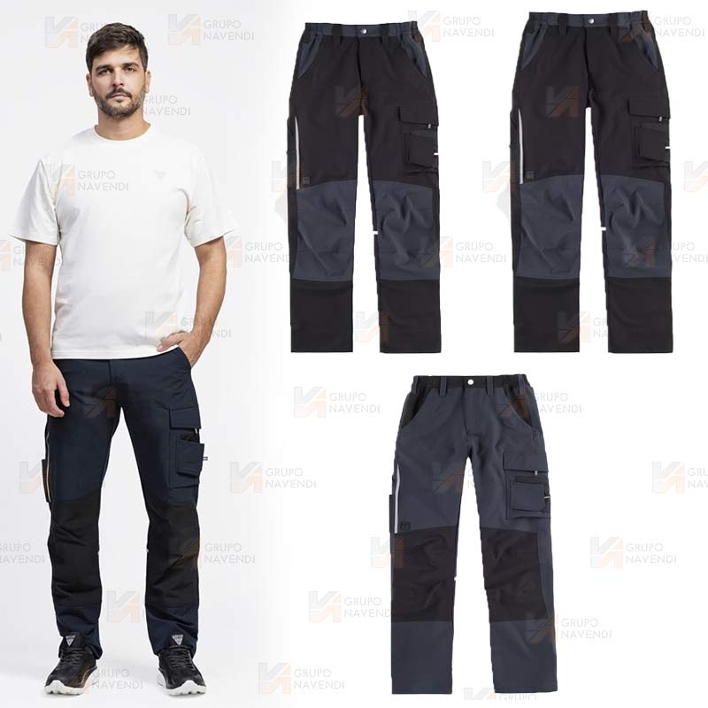 Pantalón laboral multibolsillos con tejido elástico ligero