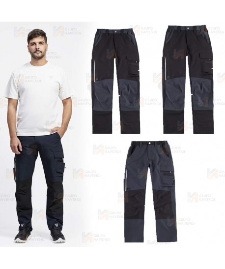 Pantalón laboral multibolsillos con tejido elástico ligero