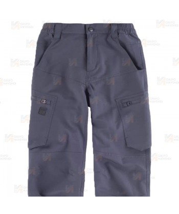 Pantalón laboral multibolsillos con tejido elástico color gris