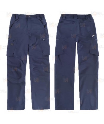 Pantalón laboral multibolsillos con tejido elástico color azul marino
