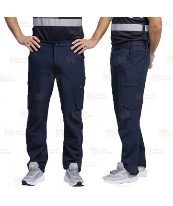 Pantalón laboral multibolsillos con tejido elástico color gris