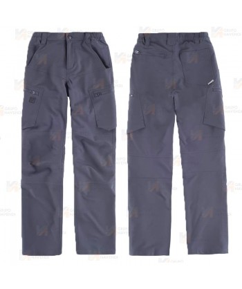 Pantalón laboral multibolsillos con tejido elástico color gris