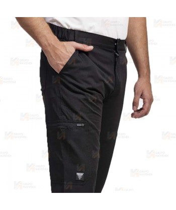 Pantalón laboral multibolsillos con tejido elástico muy fino y ligero color negro