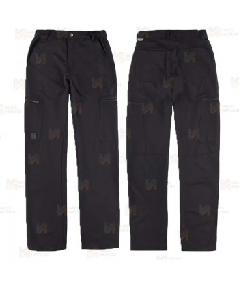Pantalón laboral multibolsillos con tejido elástico muy fino y ligero color negro