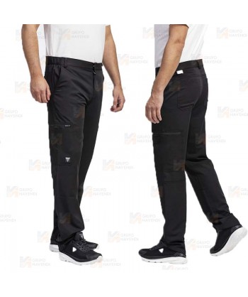 Pantalón laboral multibolsillos con tejido elástico muy fino y ligero color negro