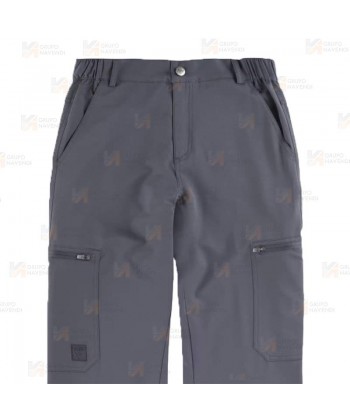 Pantalón laboral multibolsillos con tejido elástico muy fino y ligero color gris oscuro