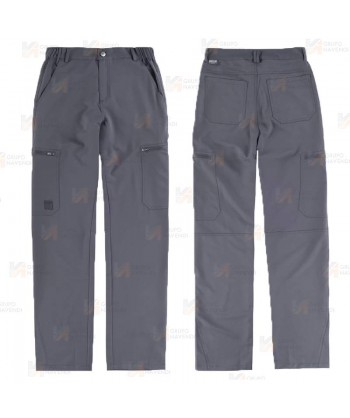 Pantalón laboral multibolsillos con tejido elástico muy fino y ligero color gris oscuro
