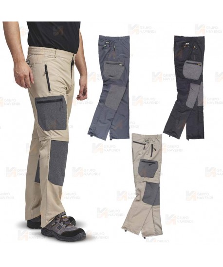 Pantalón Ripstop sport multibolsillos desmontable y transpirable color beige y negro