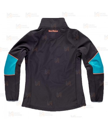 Cazadora softshell deportiva bicolor para mujer color negro y azul