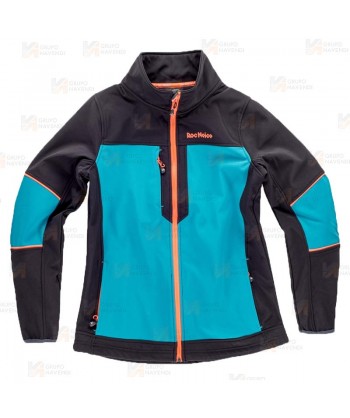 Cazadora softshell deportiva bicolor para mujer color negro y azul