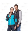 Cazadora softshell deportiva bicolor para mujer color negro y azul