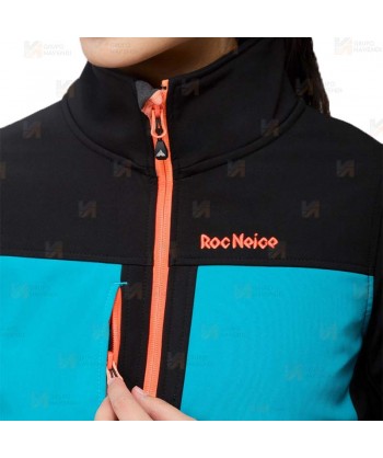 Cazadora softshell deportiva bicolor para mujer color negro y azul