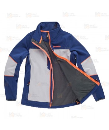 Cazadora softshell deportiva bicolor para mujer color azulina y gris