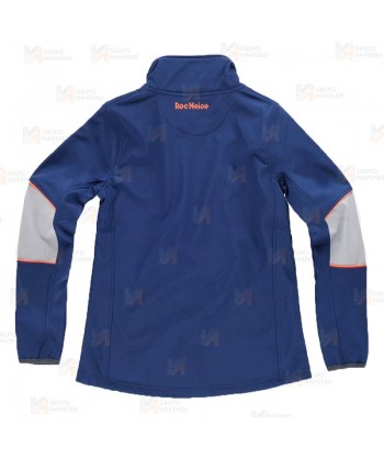 Cazadora softshell deportiva bicolor para mujer color azulina y gris