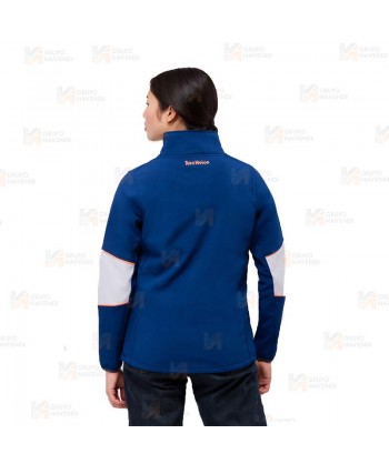 Cazadora softshell deportiva bicolor para mujer color azulina y gris