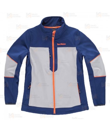 Cazadora softshell deportiva bicolor para mujer color azulina y gris