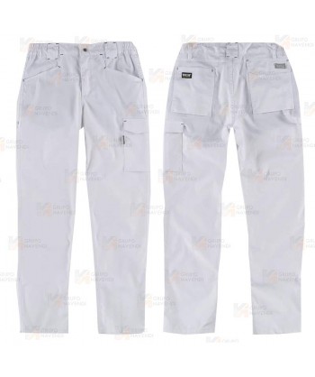 Pantalón de trabajo, bielástico y multibolsillos color blanco