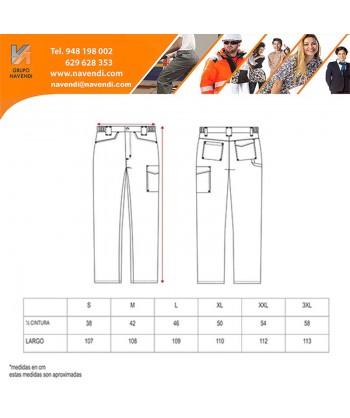 Pantalón de trabajo, bielástico y multibolsillos color blanco