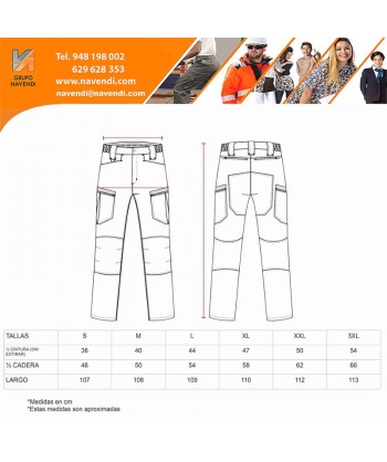 Pantalón multibolsillos con tejido elástico y trabillas anchas