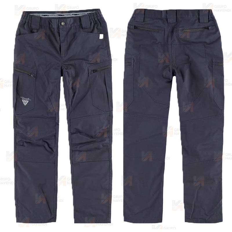 Pantalón multibolsillos con tejido elástico y trabillas anchas