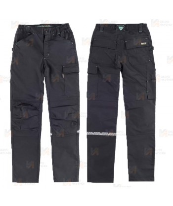 Pantalón laboral multibolsillos con tejido elástico y rodilleras -Unisex- color negro