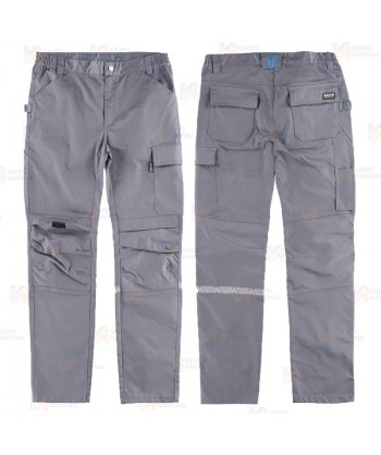 Pantalón laboral multibolsillos con tejido elástico y rodilleras -Unisex- color gris