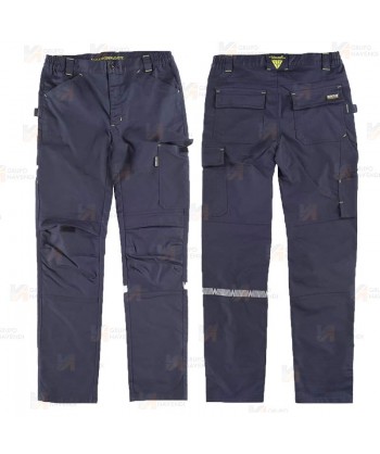 Pantalón laboral multibolsillos con tejido elástico y rodilleras -Unisex- color marino